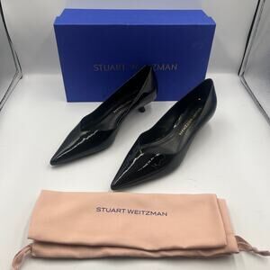 Stuart Weitzman Kitten Heel Pumps Eva 35mm Patent Leather Pointed Toe Size 7.5 B